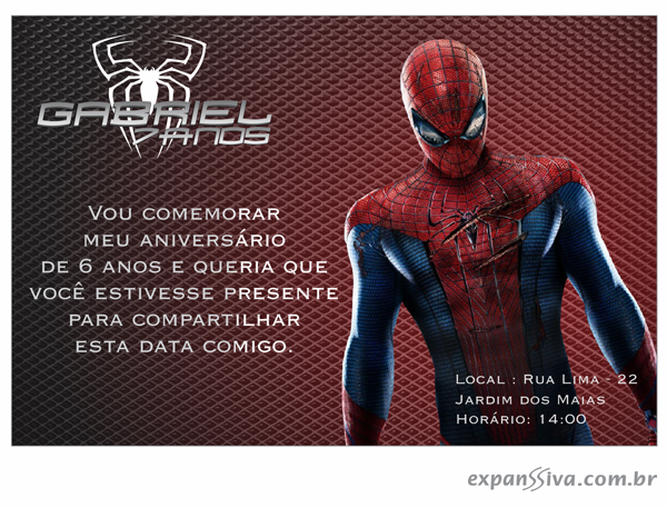 Convites de Aniversário do Homem Aranha