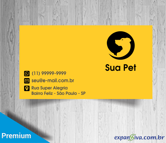 Cartões de Visita Pet Shop Amarelo Clean