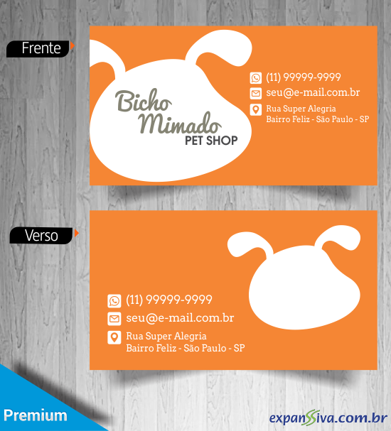 Cartões de Visita Pet Shop Laranja