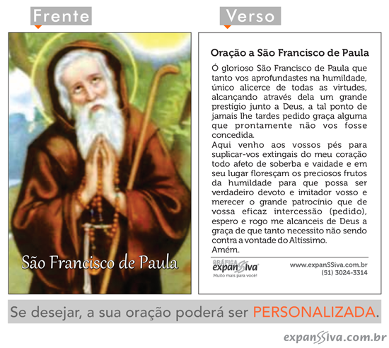 Santinho Oração São Francisco de Paula